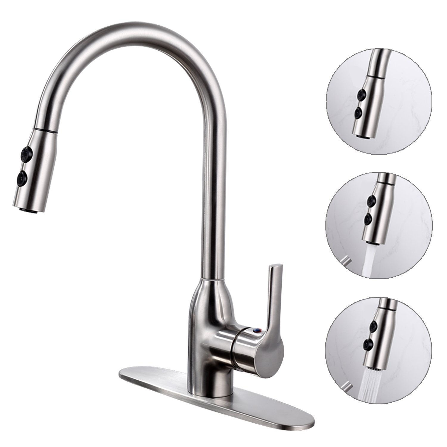 Abrantes Brushed Nickel Kitchen Sink Faucet with Pull Out Sprayer